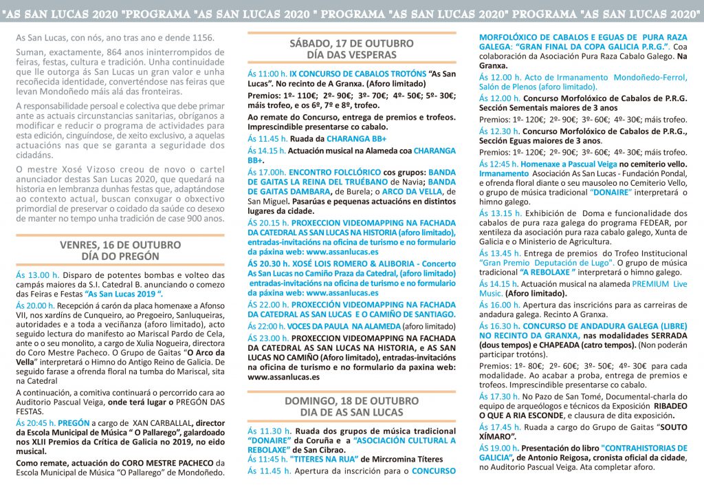 Programa festas das San Lucas 2020 (int)